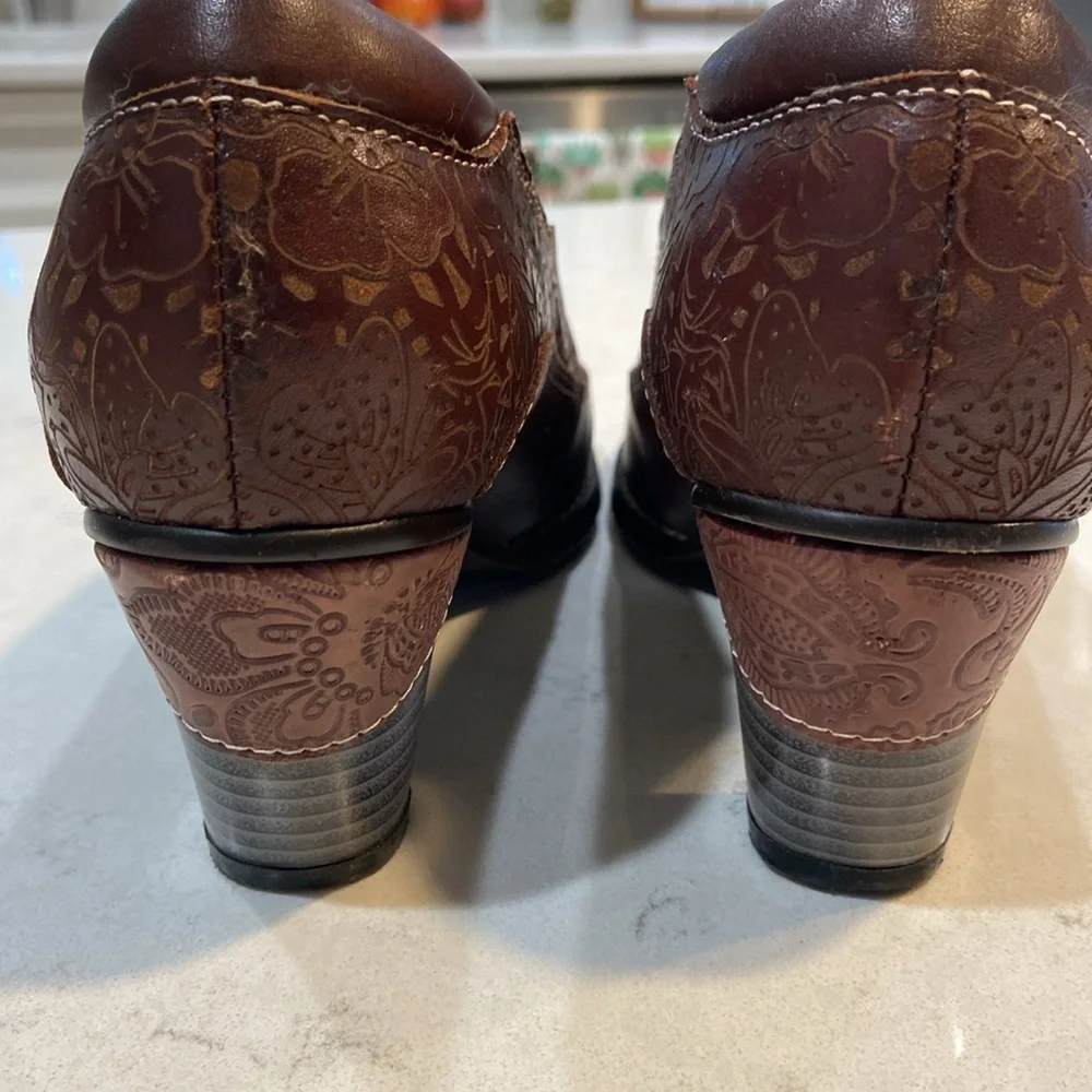 L'Artiste by Spring Step Liboreel Leather Pumps Dark Brown Women's 39/8.5 - Picture 7 of 9